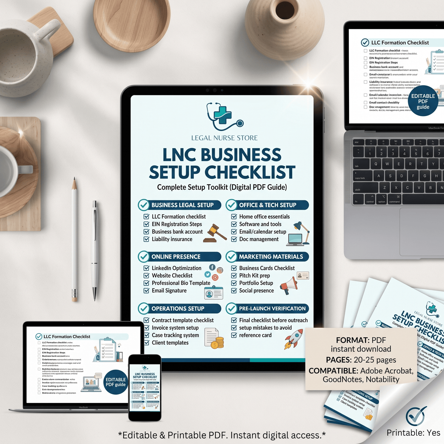 LNC Business Setup Checklist | Legal Nurse Consultant Business Launch PDF | Step by Step Setup Guide