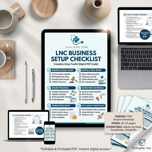 LNC Business Setup Checklist | Legal Nurse Consultant Business Launch PDF | Step by Step Setup Guide