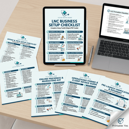 LNC Business Setup Checklist | Legal Nurse Consultant Business Launch PDF | Step by Step Setup Guide