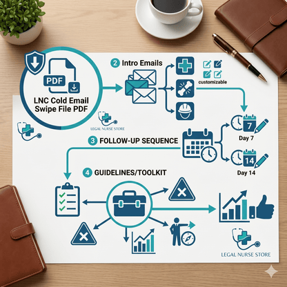 LNC Cold Email Swipe File | Legal Nurse Consultant Attorney Outreach Emails PDF | Done For You Templates