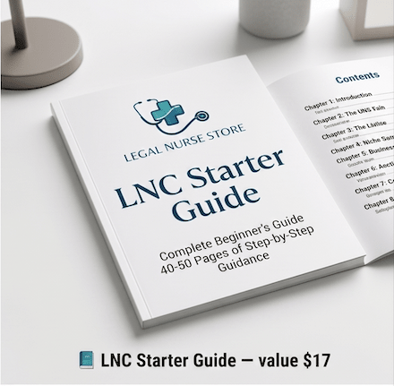 LNC Starter Pack Bundle | Legal Nurse Consultant Beginner Kit PDF | Career Roadmap Setup Checklist Guide
