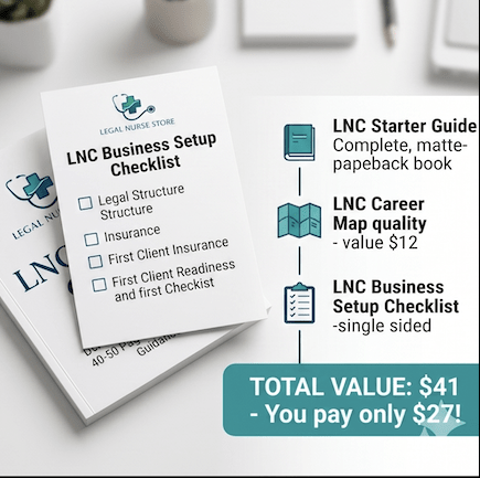 LNC Starter Pack Bundle | Legal Nurse Consultant Beginner Kit PDF | Career Roadmap Setup Checklist Guide