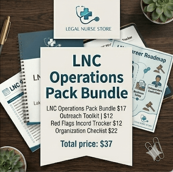 LNC Operations Pack Bundle | Legal Nurse Consultant Case Management Kit PDF | Checklists Planner Tools