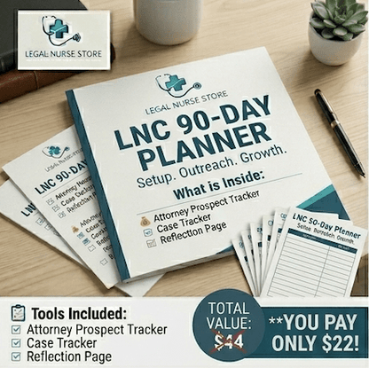 LNC 90-Day Planner | Legal Nurse Consultant Launch Plan PDF | Week by Week Action Guide Workbook