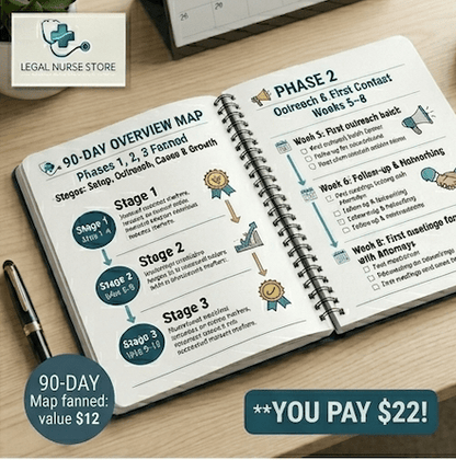 LNC 90-Day Planner | Legal Nurse Consultant Launch Plan PDF | Week by Week Action Guide Workbook